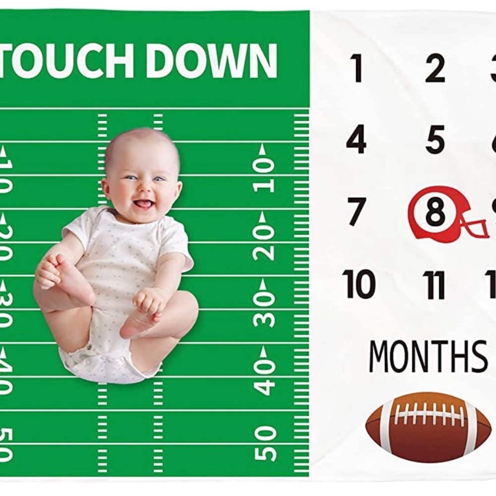 Monthly milestone baby blanket: Football theme